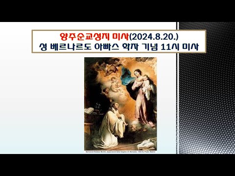 양주순교성지 미사(성 베르나르도 아빠스 학자 기념 11시 미사 2024.8.20.)