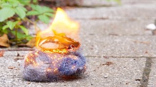 【着火】スチールウールたわしと9V電池で火をつける Starting a Fire with Steel Wool & 9V Battery