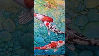 Paint Koi Fish, Water. Working Process #waterlily #koifish #trending #ytshorts #trendingshorts #art