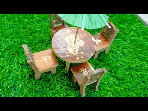 Miniature wooden table chairs set unboxing | Satisfying with unboxing hello kitty kitchen set