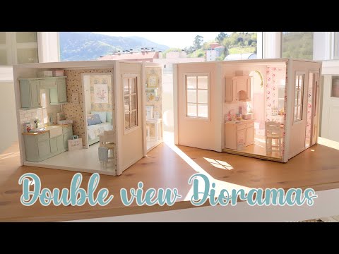 2 Double view Cottages 1/10 scale handmade miniature dollhouse by Nerea Pozo