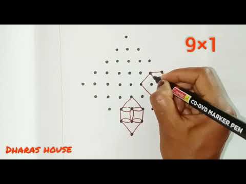 Simple rangoli designs 9×1dots||kolam designs||dharas house||#128