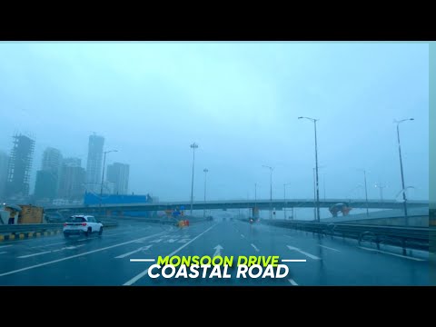 Driving in Heavy Rain on Mumbai Coastal Road - 4K | Worli - Marine Drive