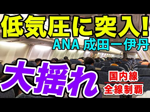 【大荒れ】災害級の台風だった低気圧に飛行機で突っ込むとめっちゃ揺れます。成田~伊丹の特殊な客層！【国内線制覇#131】