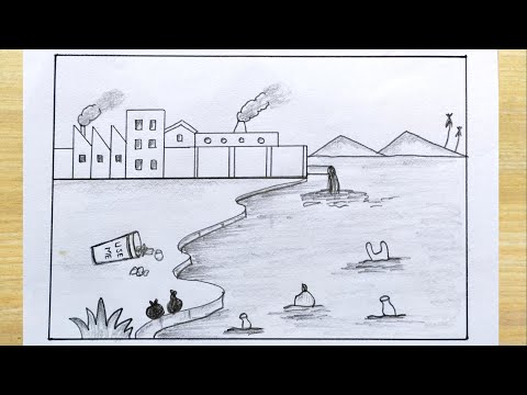 Save nature save environment | Water pollution drawing idea | How to draw water pollution easy