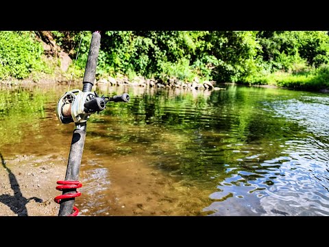 Wade Fishing a TINY URBAN STREAM!! (Bobber Fishing)