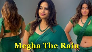 Megha The Rain, in gorgeous and hot plane green saree. Saree lover, saree fashion #sareelover