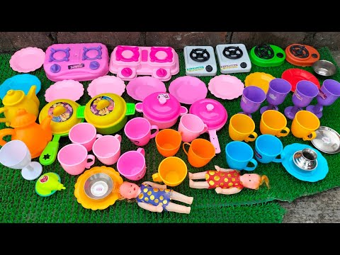 Unboxing Miniature Plastic Full Kitchen Set Collection | Toy Cooking Game | Kitchen Set Toy | Review