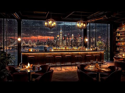 Nighttime Bar Ambience with Mellow Jazz Saxophone Music ~ Background Instrumental to Relax, Sleep