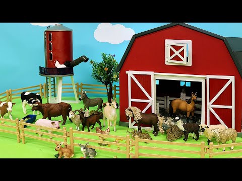 Farm Animal Figurines in a Barn Sets