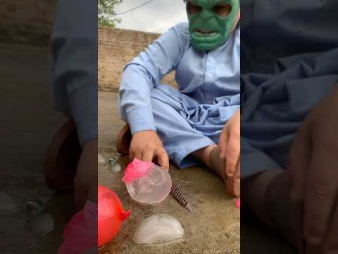 Hulksmash with thor hammer breaking balloon ice balls