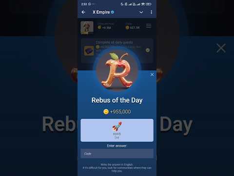 XEmpire 22 Sep Rebus Code #xempiretaskcode #xempireriddleoftheday #xempireairdrop #xempiredailycombo