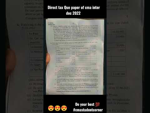 |CMA INTER| DIRECT TAXATION | QUE PAPER DEC 2022| #cmastudentcorner #financialaccounting #cma