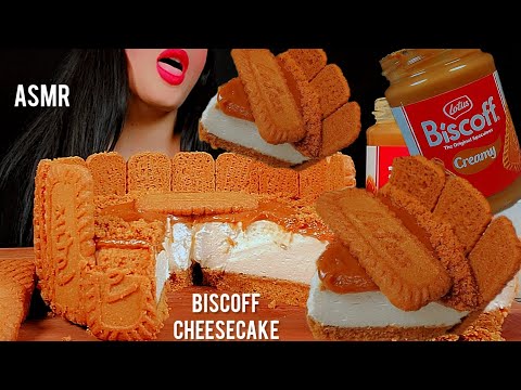 asmr Biscoff cheesecake 👅whit milk 🎂비숍치즈케이크 먹방|eating sounds| notalking 🐾