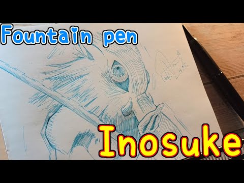 Drawing anime with fountain pen|Inosuke |DemonSlayer |TenK Draws