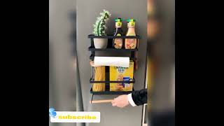 MAGNETIC FRIDGE SPICE RACK ORGANIZER Tier Mounted Storage,Paper Towel Roll Holder Multi Use Kitchen