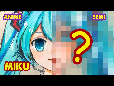 I tried to paint ANIME vs. SEMI REALISTIC - Draw Hatsune Miku #shorts #hutachan