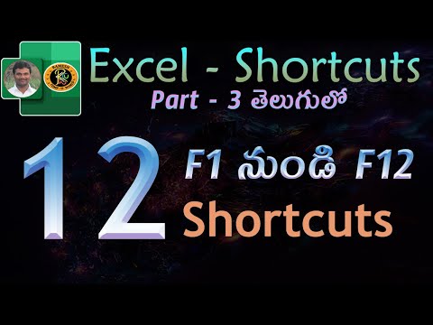 F1 To F12 || Excel Shortcuts Part 3 in Telugu || MS EXCEL || By K. Ramesh