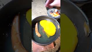 [Charcoal grill] Giant fried ostrich eggs are too delicious! #asmr #bbq