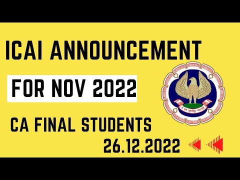 |ICAI Announcement For CA Final Nov 22 Exam Appearance| CA Final Ready|