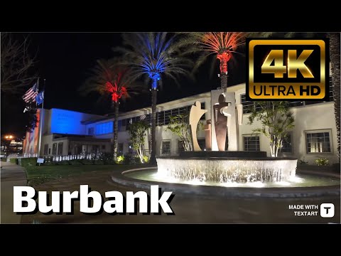 【4K】Burbank California - Night Walk to Downtown - April 2024