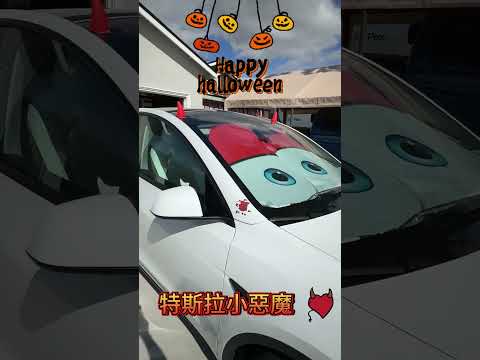 萬聖節要到了，#特斯拉 #Tesla 小白也要來打扮一下 #happyhalloween