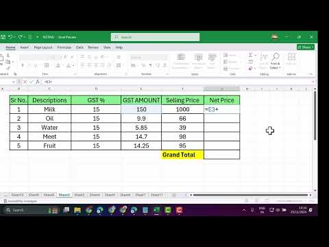 how to calculate gst in excel with example