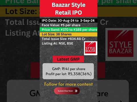 Baazar Style Retail IPO | Latest GMP | GMP Today | #baazarstyleipo #srtrader #ipodetails