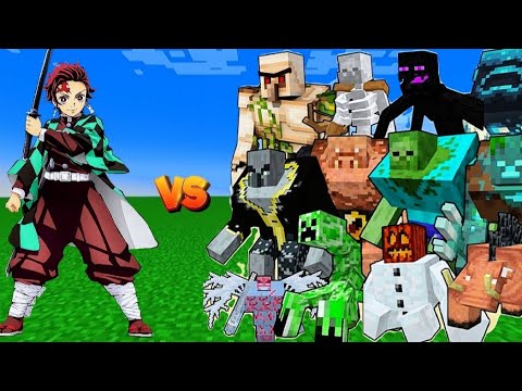 TANJIRO vs MUTANT MOBS - EPIC MINECRAFT BATTLE