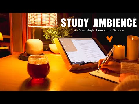 3-HOUR STUDY AMBIENCE 🍵 relaxing stream and cricket sounds 🍵 Cozy Evening DEEP FOCUS POMODORO TIMER