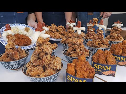 Amazing! Chickens piled up like a tower! Crazy tower rice bowl, fried spam / Korean street food