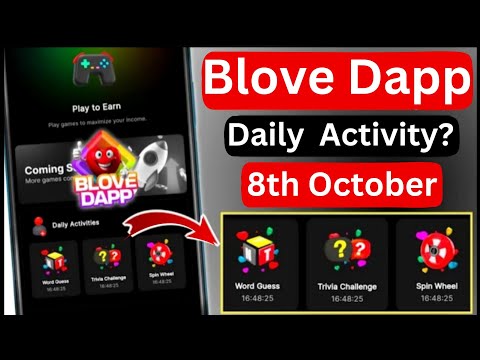 Blove Dapp Daily Activity Today ? Word guess code & Trivia challengeanswer ? 8th October