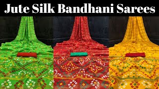 Fancy Jute Silk Bandhej | Bandhani Printed Sarees | #sareeswag #jutesilksaree