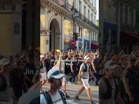 BTS's JIN Carries Olympic Torch In Paris