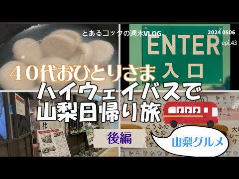 40代おひとりさま「ハイウェイバスで山梨日帰り旅」後編　epi.43　信玄餅｜レーズンサンド｜日帰り旅行｜山梨｜甲府｜昇仙峡｜おざら｜甲州夢小路