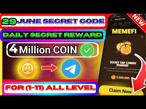 🛑 Level 1-11 ) Memefi 29 Secret Tap Combo Reward | Memefi 4,000,000 Coins Code | #memefi Secret Code