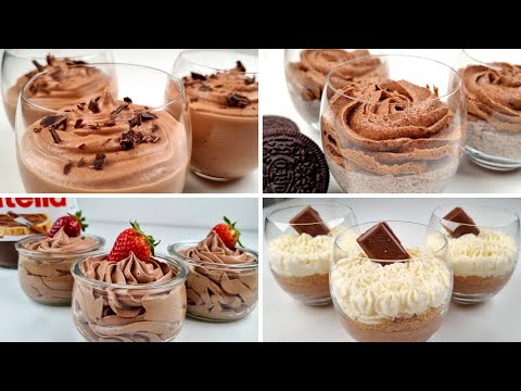 4 Easy NO BAKE Chocolate Dessert Cup Recipes. No Eggs, No Gelatin, No Alcohol!