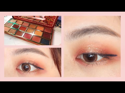 亮晶晶の金梅眼妆 Rosy Glittery Eye Makeup「Too Faced Gingerbread Extra Spicy姜饼人眼影盘」