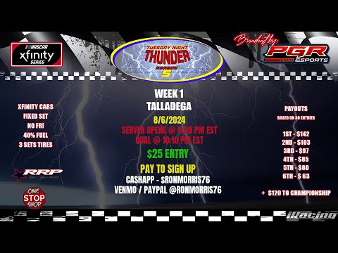 RMR | Tuesday Night Thunder | Season 5 Opener | Talladega Superspeedway | PGR eSports