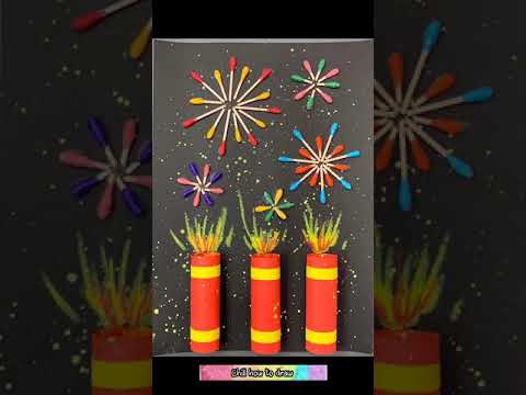 You can make a pair fireworks with cotton swabs. It's very simple. #drawing #draw #painting