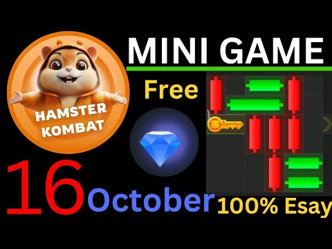 16 October 💎🔑🐹 Puzzle Trick: P2E Hamster Kombat key MiniGame Solved, slow step by step! 🎮