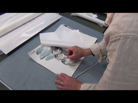 How to Use Silicone paper to Dry-mounting a Chinese Brush Painting with Silk Margin for Framing 2/3