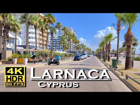 Larnaca Cyprus, Finikoudes beach in 4K 60fps HDR (UHD) Dolby Atmos 💖 Best Places 👀 Walking Tour