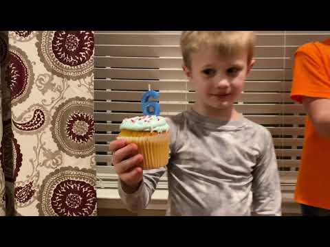 Happy Birthday! I’m 6 years old! G.I. Joe Snake Eyes mask and sword! Birthday Cake style cupcake 🧁