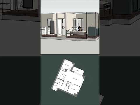 I wish I could live in this cozy 2-bedroom condo. #floorplan #condo #sketchup #interiordesign