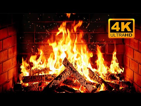 🔥 Cozy Fireplace 4K (12 HOURS). Fireplace with Crackling Fire Sounds. Fireplace Ambience