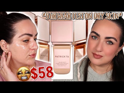 NEW PATRICK TA Foundation REVIEW! Major Skin Hydra-Luxe Luminous Foundation 9HR WEAR TEST *dry skin*