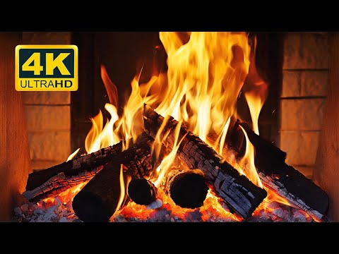 🔥 Cozy Fireplace 4K (12 HOURS). Fireplace with Crackling Fire Sounds. Fireplace Burning 4K