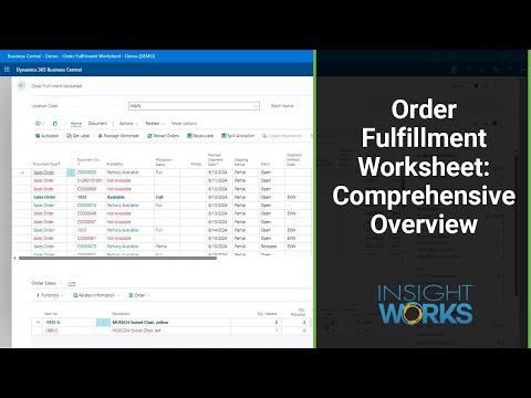 Order Fulfillment Worksheet - Comprehensive Overview