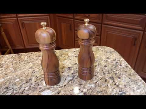 Wooden Pepper Mill or Salt Mill, BILL F 7 Inch Wood Salt and Pepper Grinder Set of 2